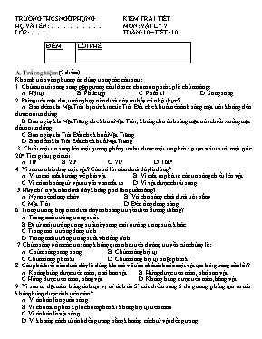 Đề và đáp án kiểm tra một tiết Vật lí lớp 7 - Năm học 2016-2017 - Trường THCS Đình Xuyên